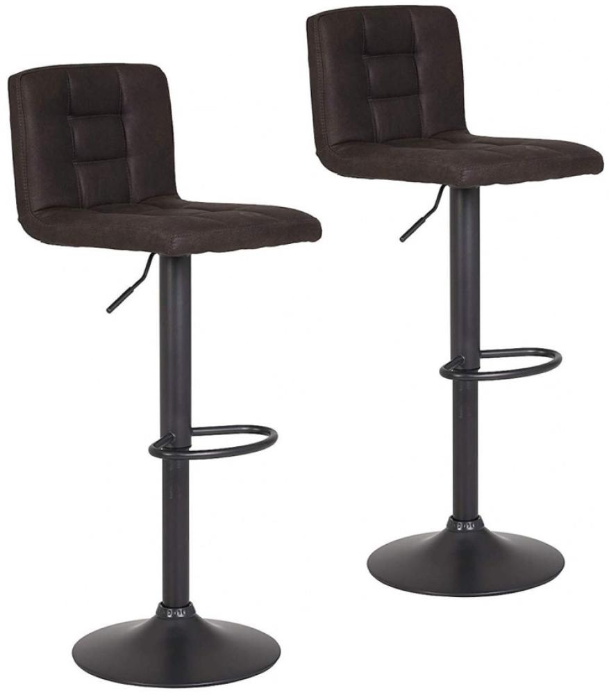2er Set Barhocker Sitzhocker Hocker höhenverstellbar AMANDA Microfaser Vintage schlamm braun Bild 1
