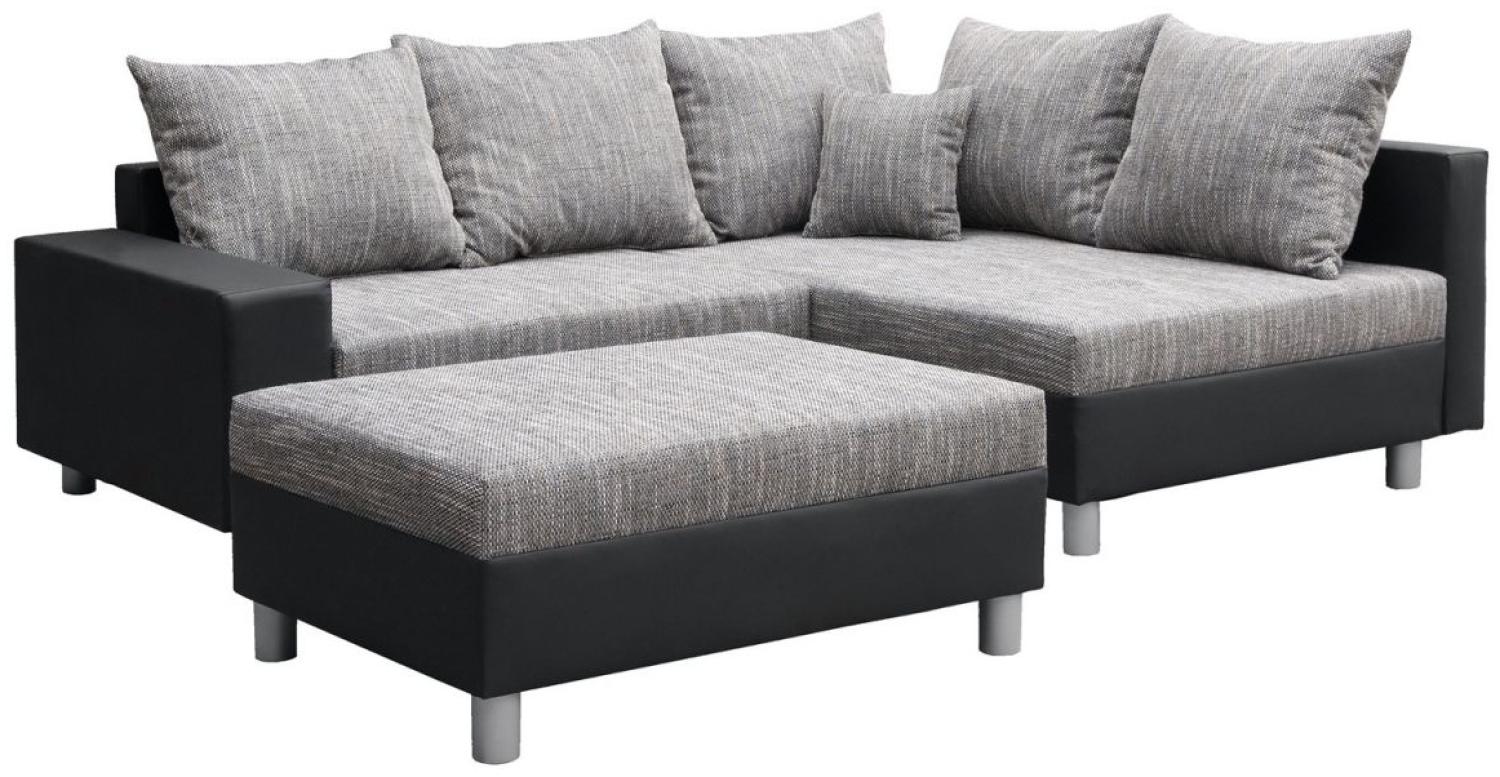 Couchgarnitur Allegra L-Form Schwarz-Grau inkl. Hocker/Ausführung Rechts Bild 1