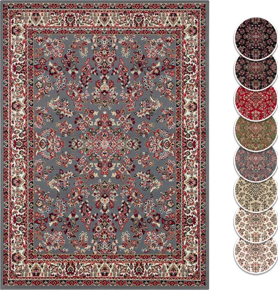 Kurzflor Orient Teppich Zabul - grau - 140 cm Durchmesser Bild 1