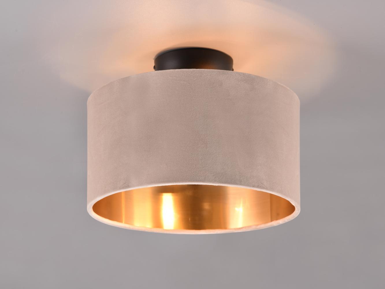 TRIO Leuchten LED Deckenleuchte, Dimmfunktion, LED wechselbar, Warmweiß, kleine Designklassiker mit Samt Lampenschirm Beige für Decke, Ø 30cm Bild 1