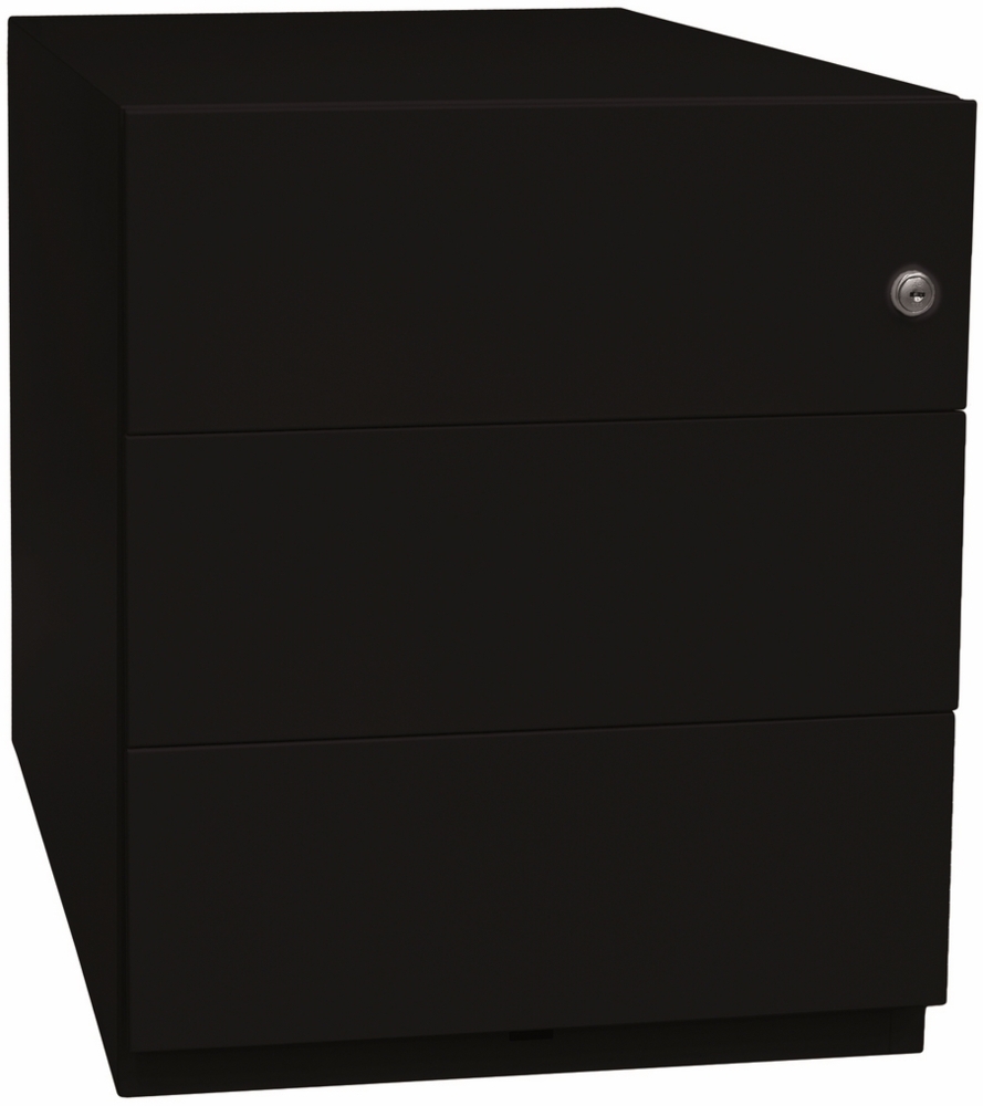 BISLEY Note Rollcontainer mit 3 Schüben aus Metall abschließbar in schwarz - Bürocontainer mit Schloss für DIN A4 Dokumente, Kleinteile & Büromaterial, Container für Büro & Homeoffice auf Rollen, NWA59M7SSS-633 Bild 1