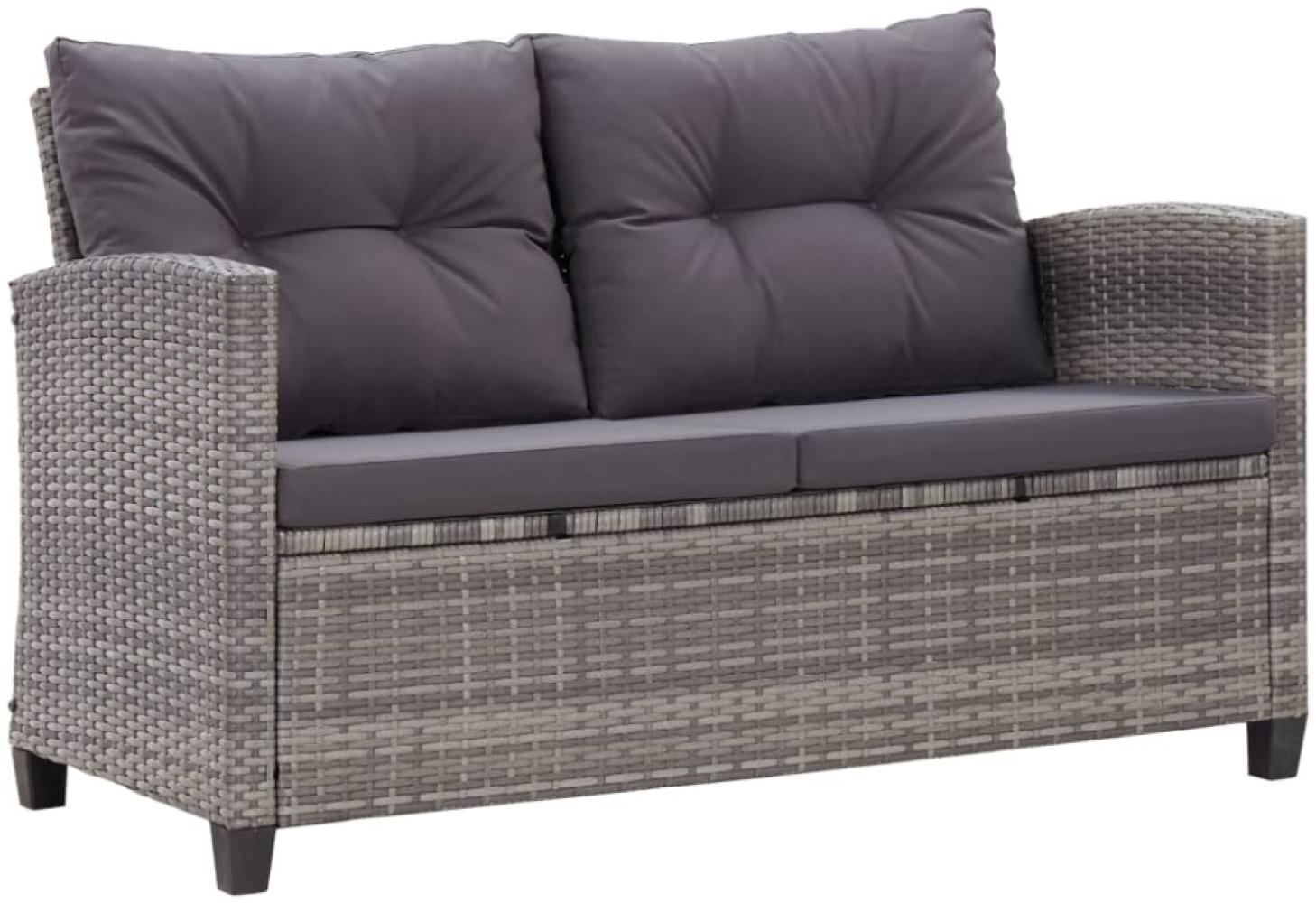 vidaXL 2-Sitzer-Gartensofa mit Kissen Grau 124 cm Poly Rattan 46154 Bild 1