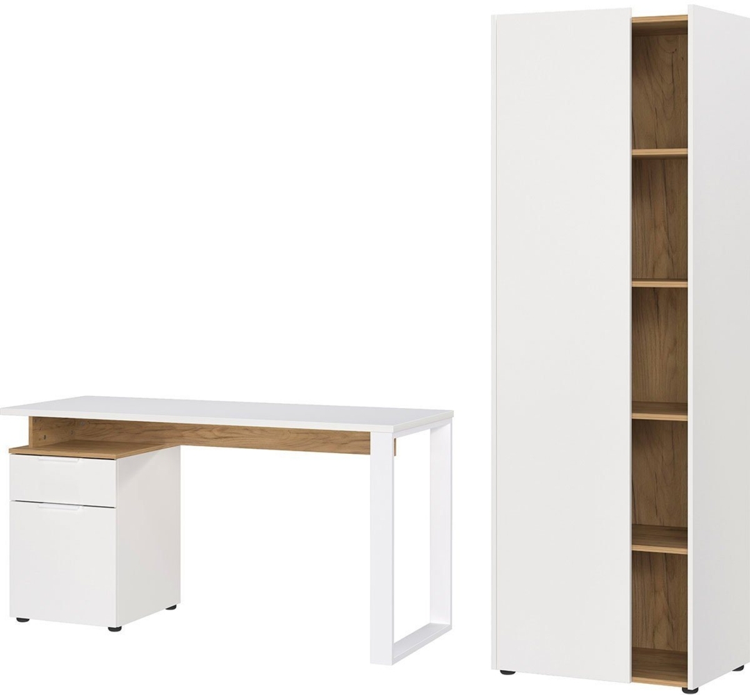 andas Büromöbel-Set Njavve bestehend aus Schreibtisch, (2-tlg), mit Container & hohem Aktenschrank (Höhe 188 cm), Made in Germany Bild 1