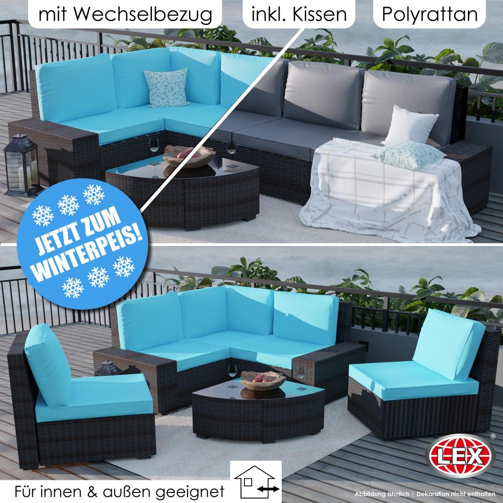 XXL Polyrattan Lounge Set 6tlg. Indoor Outdoor Gartenlounge Sitzgruppe Ecklounge Bild 1