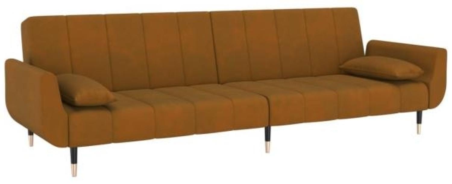 Schlafsofa 2-Sitzer mit 2 Kissen Braun Samt [337590] Bild 1