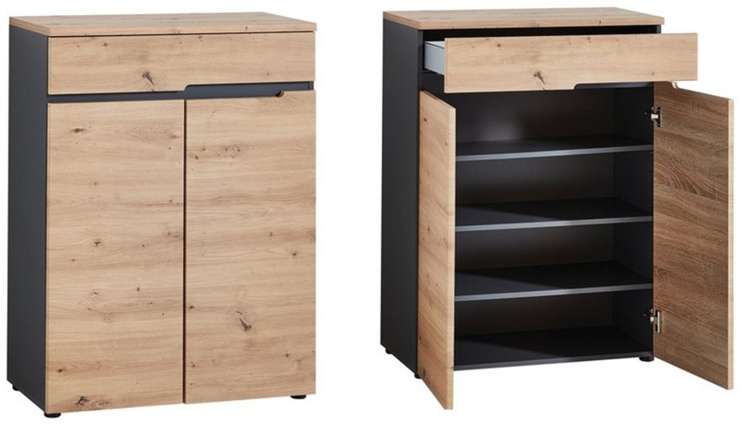 Lomadox Kommode MANRESA-36, Flur in Artisan Eiche Nb. mit Graphit B/H/T: ca. 80/107/38 cm Bild 1