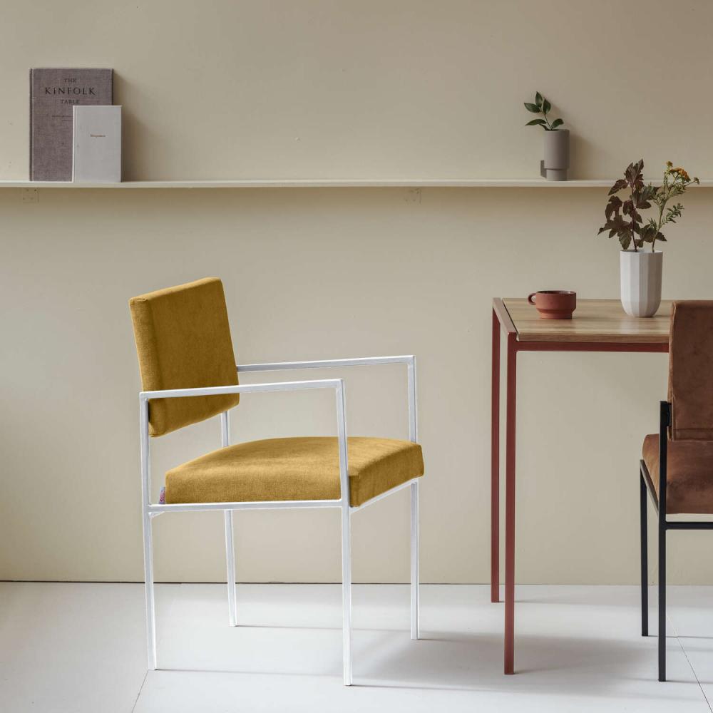 Cube Dining Armchair - Basic Line Gelb /Gestell Weiß Bild 1
