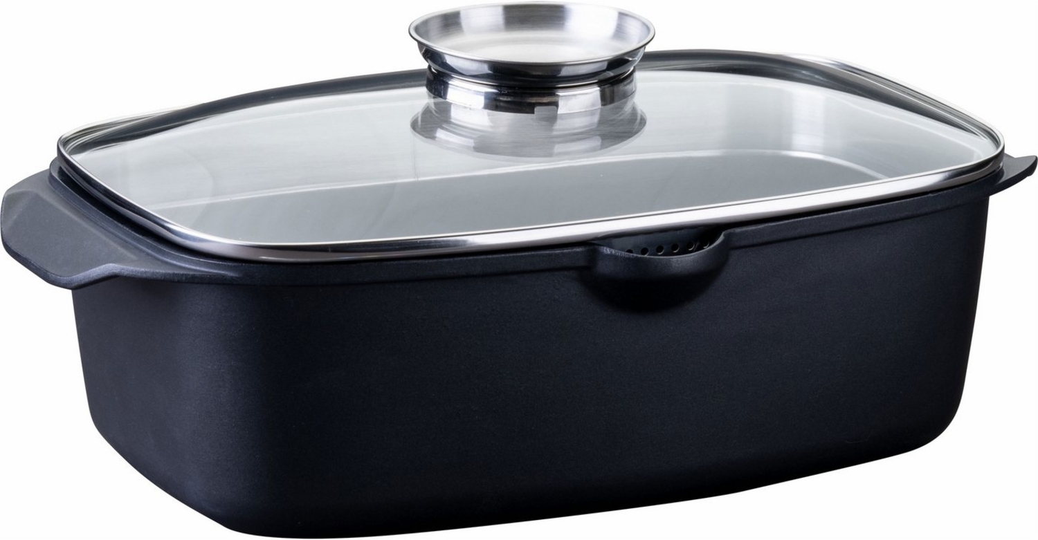 FACKELMANN Bräter Roaster, Aluminiumguss (1-tlg), mit Aromaknauf, Schmortopf mit Deckel Bild 1
