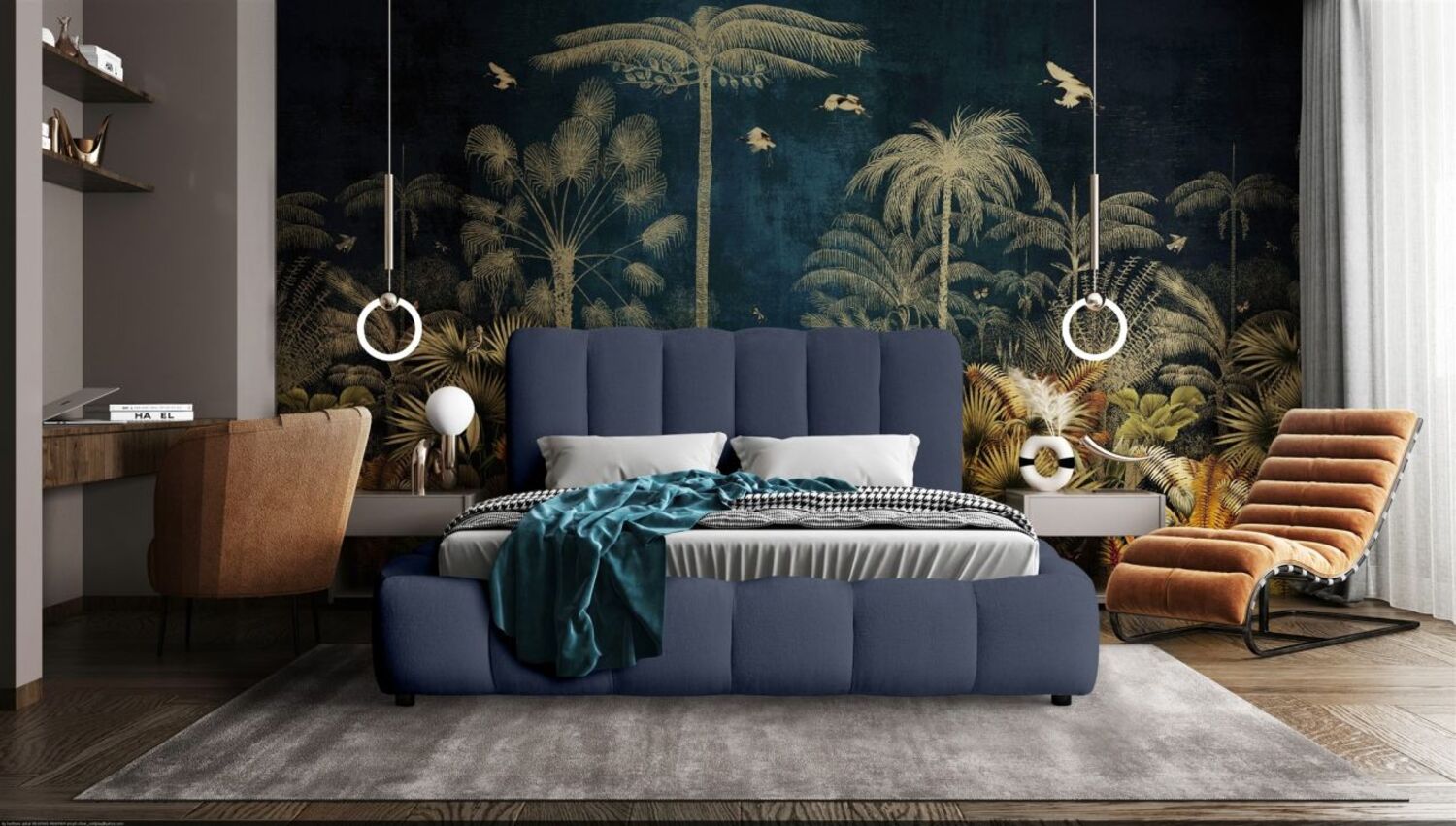 Polsterbett Doppelbett HEDA 160x200cm in Stoff Perfect Harmony Blau Bild 1