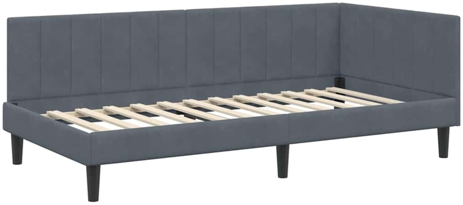 vidaXL Eckbettgestell mit Kopfteil Dunkelgrau 90 cm x 190 cm Stoff 42016339 Bild 1