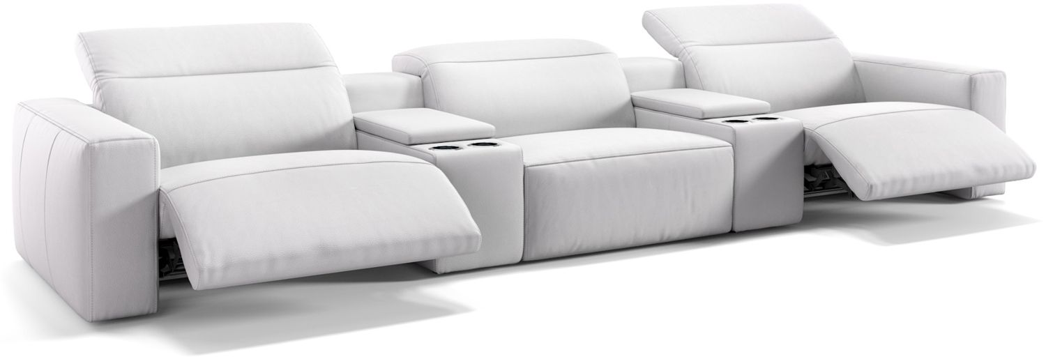 Sofanella Dreisitzer LENOLA Echtlederbezug Kinocouch Sofa in Weiß S: 332 Breite x 109 Tiefe Bild 1