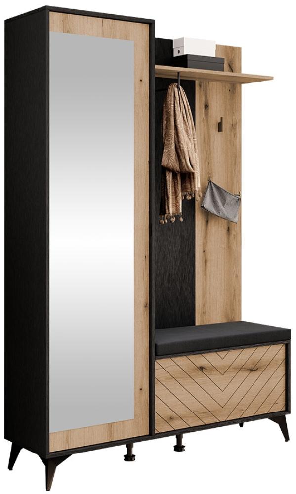 Garderobe-Set Dailan (Farbe: Schwarz / Evoke Eiche) Bild 1