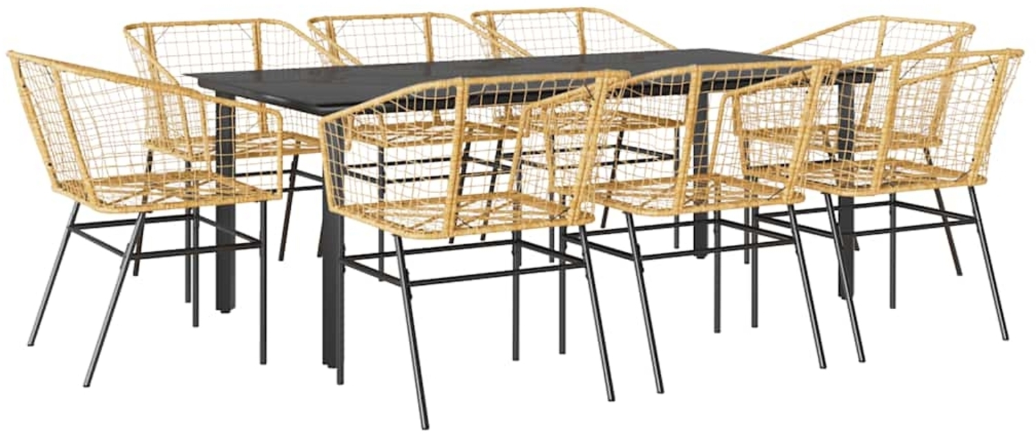 vidaXL 9-teiliges Garten-Esszimmerset Braunes Polyrattanglas 3334596 Bild 1