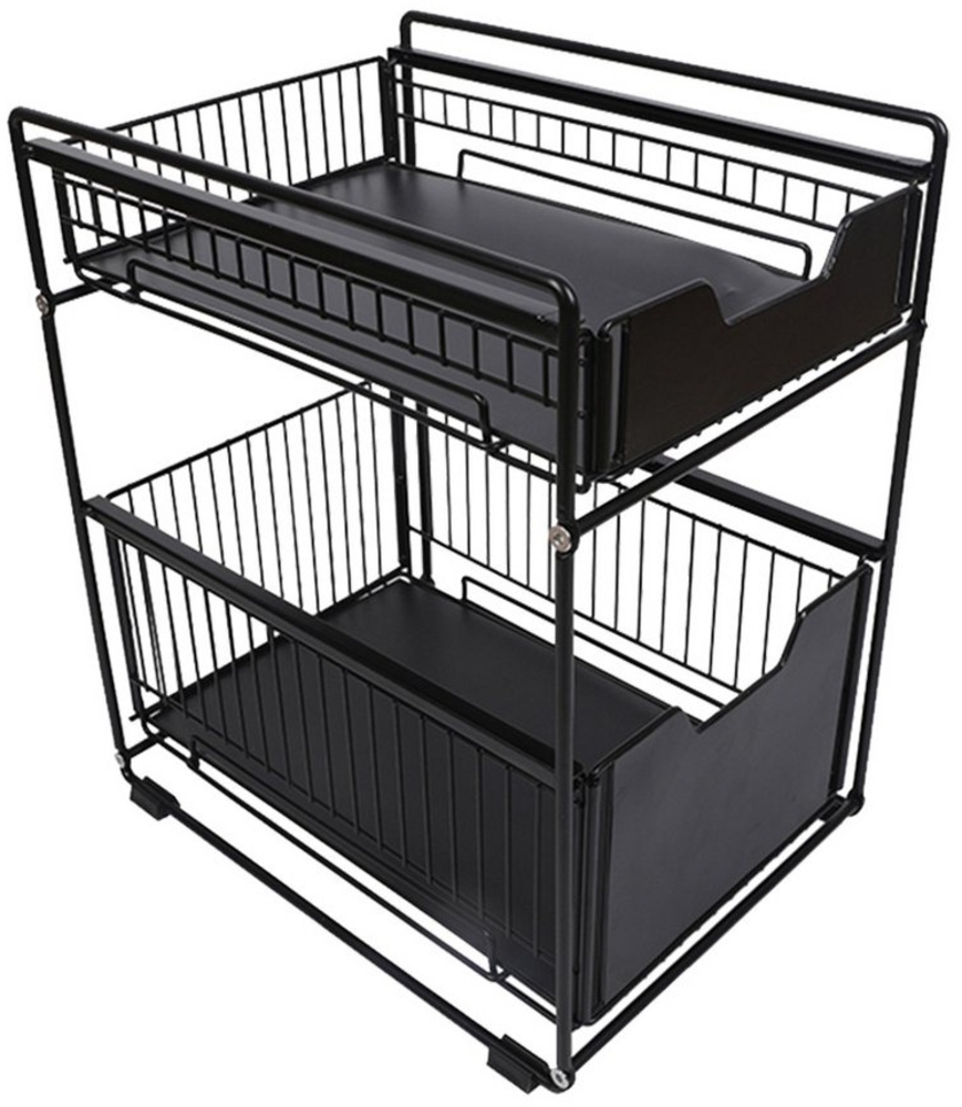 JEOBEST Küchenregal Schubladenregal mit 2 Körben Waschbecken Regal Unterschrank Organizer, Küchenregal zum Rausziehen, Gewürzregal Bild 1