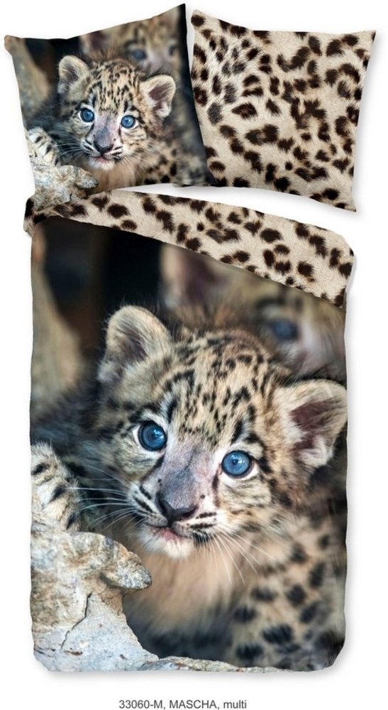 PURE luxury collection Kinderbettwäsche Mascha, Microfaser, 2 teilig, Mikrofaser, 135x200, Pflegeleicht, Reißverschluss, Wende Kind, Leopard Bild 1