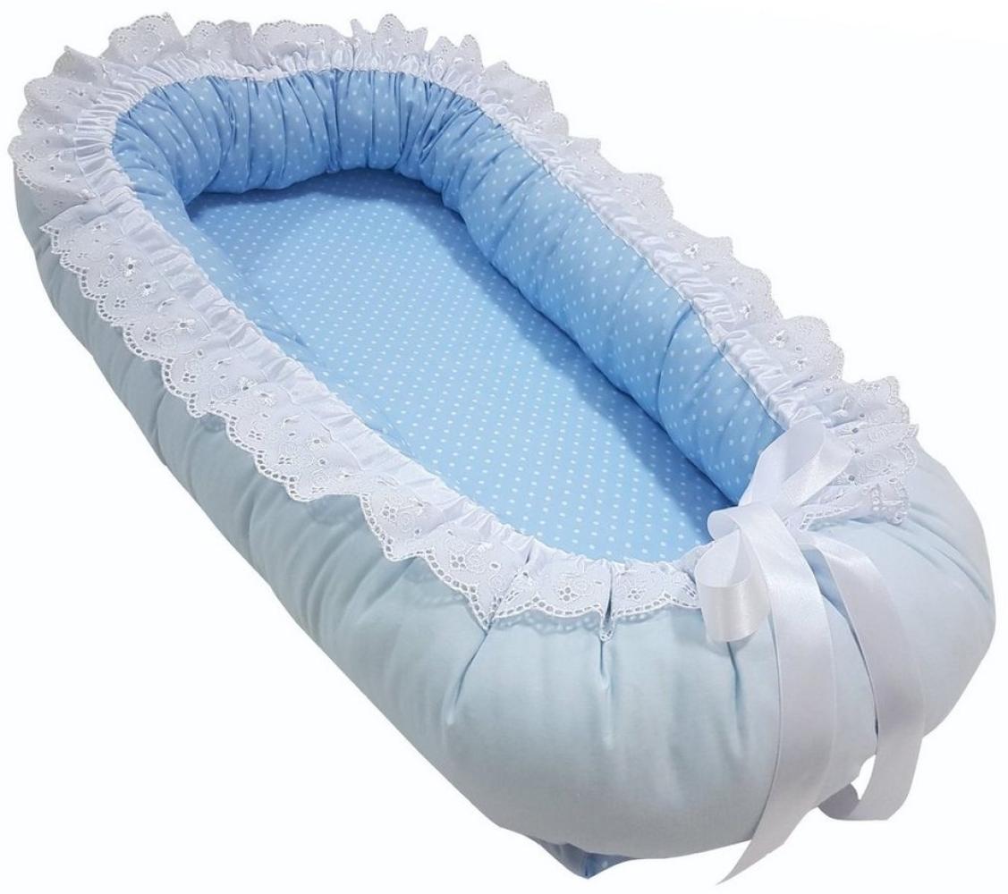 Babymajawelt Kuschelnest Babynest Romantic mit Matratze, Spitze Satin, Mitwachsend, Made In EU, für den Schlaf zwischendruch, Bettverkleinerung Bild 1