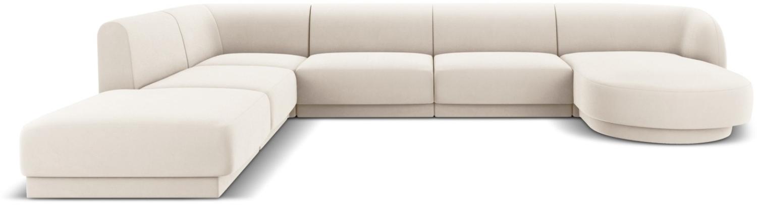 Micadoni 'Miley' 6-Sitzer-Sofa, Panorama-Ecke, links, Beinfarbe Black Plastic, Helles Beige, Samt Bild 1