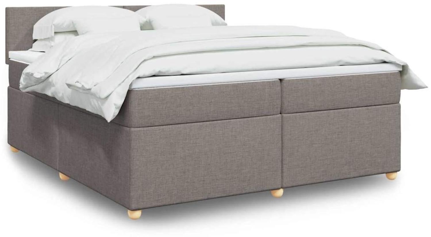 vidaXL Boxspringbett mit Matratze Taupe 200x200 cm Stoff 3289084 Bild 1