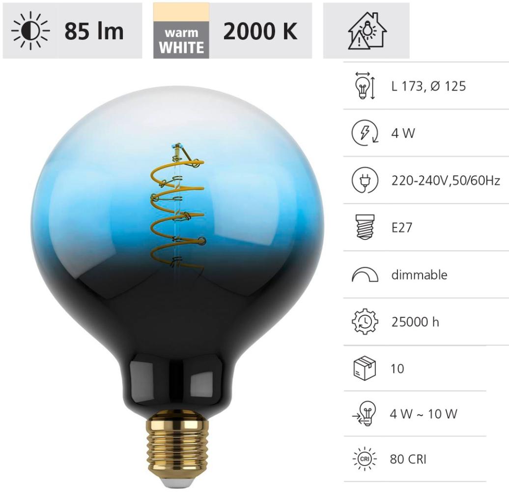 Eglo 12555 LED FILAMENT Leuchtmittel E27 GRADIENT L:17. 3cm Ø:12. 5cm dimmbar 2000K Bild 1