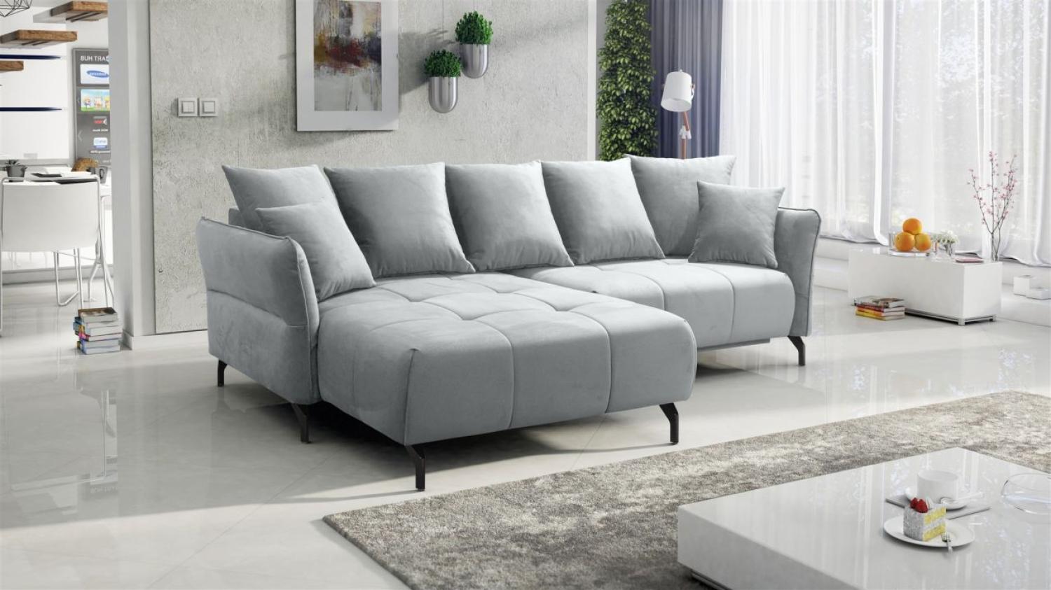 Ecksofa Schlafsofa Sofa SADIE Stoff Element Hellgrau Ottomane Links Bild 1