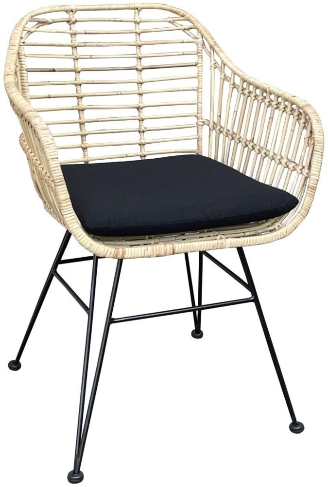 Rattan Sessel Tora mit Kissen Esszimmer Küche Stuhl Relax Rattansessel natur Bild 1