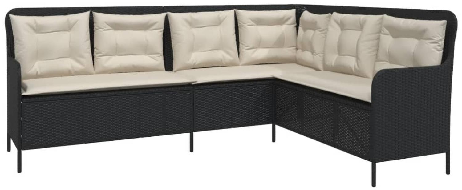 vidaXL Gartensofa in L-Form mit Kissen Schwarz Poly Rattan 369000 Bild 1