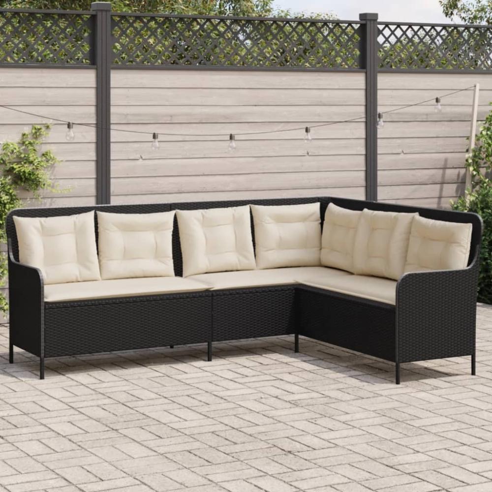 vidaXL Gartensofa in L-Form mit Kissen Schwarz Poly Rattan 369000 Bild 1