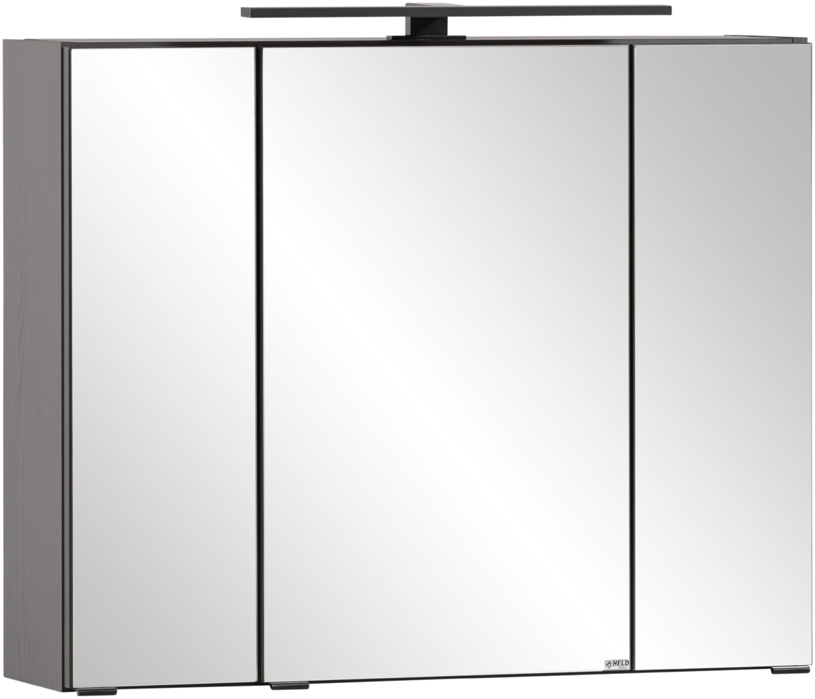 Spiegelschrank 80 cm mit LED-Aufbauleuchte in dunkelgrau MARLING-03, B/H/T ca. 80/64/20 cm Bild 1