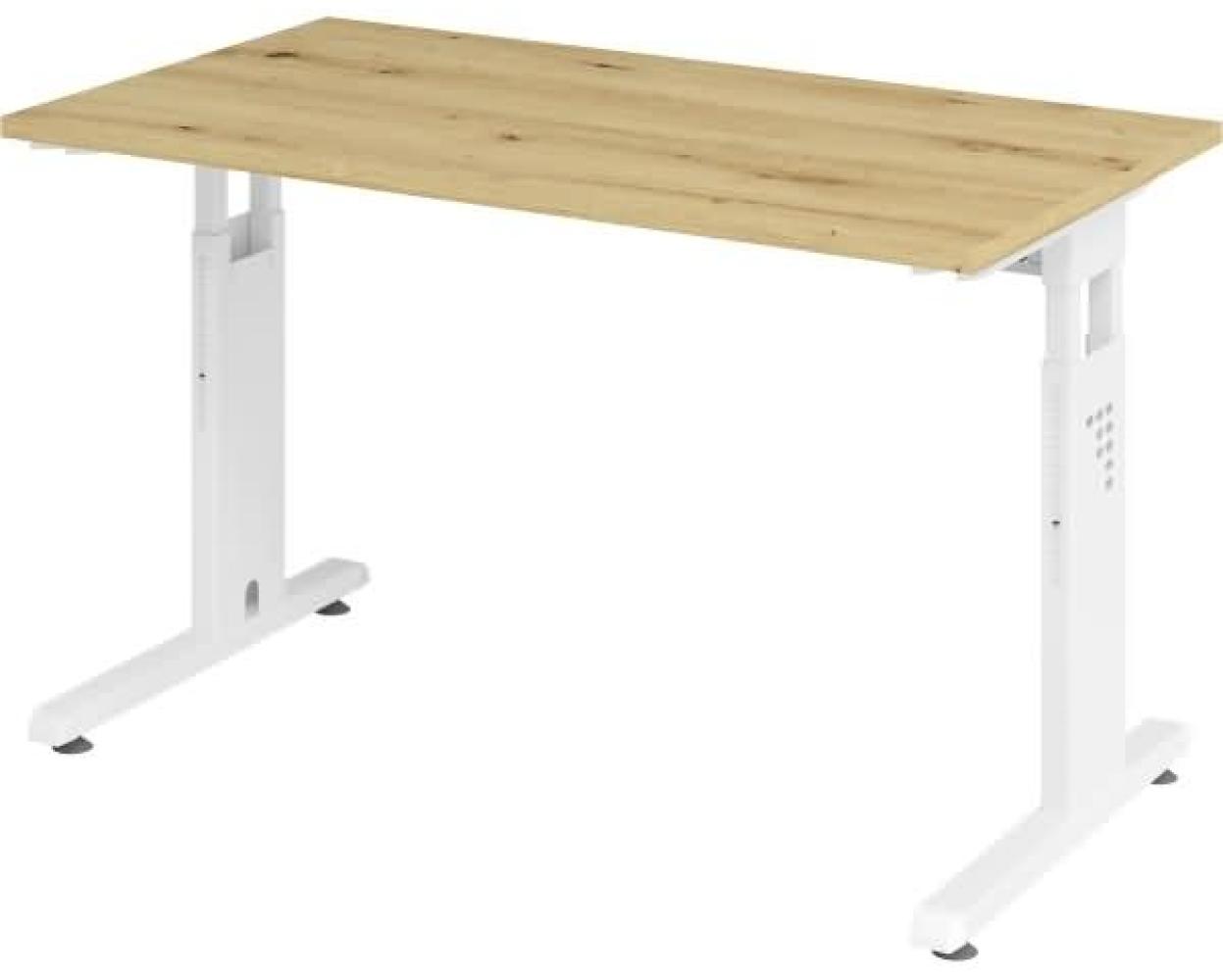 Schreibtisch C-Fuß 120x67cm Asteiche/Weiß Bild 1