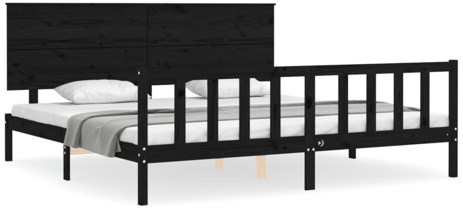 vidaXL Massivholzbett mit Kopfteil Schwarz 200x200 cm 3193425 Bild 1
