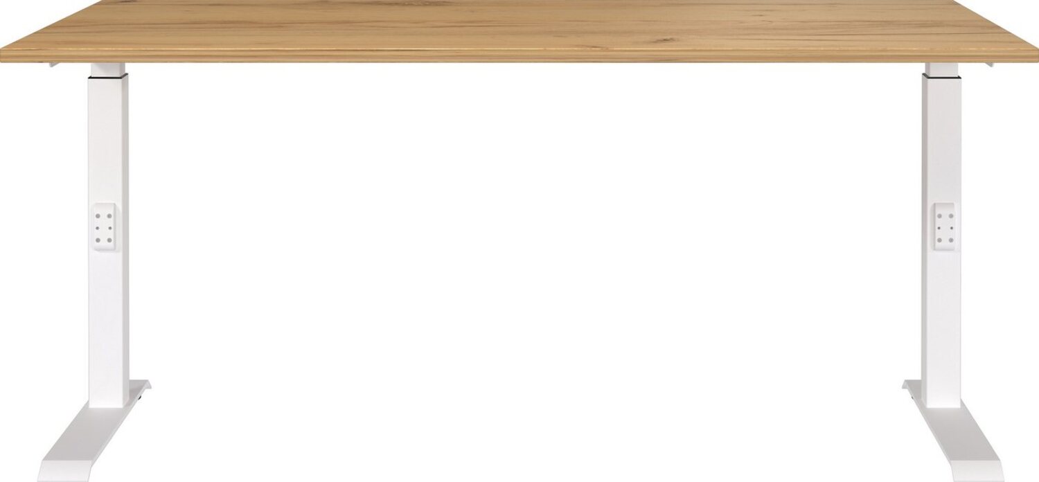 Germania Schreibtisch 7911-242, in Navarra-Eiche-Nb. /Weiß, me. höheneinst, 160 x 91 x 80 cm (BxHxT) Bild 1