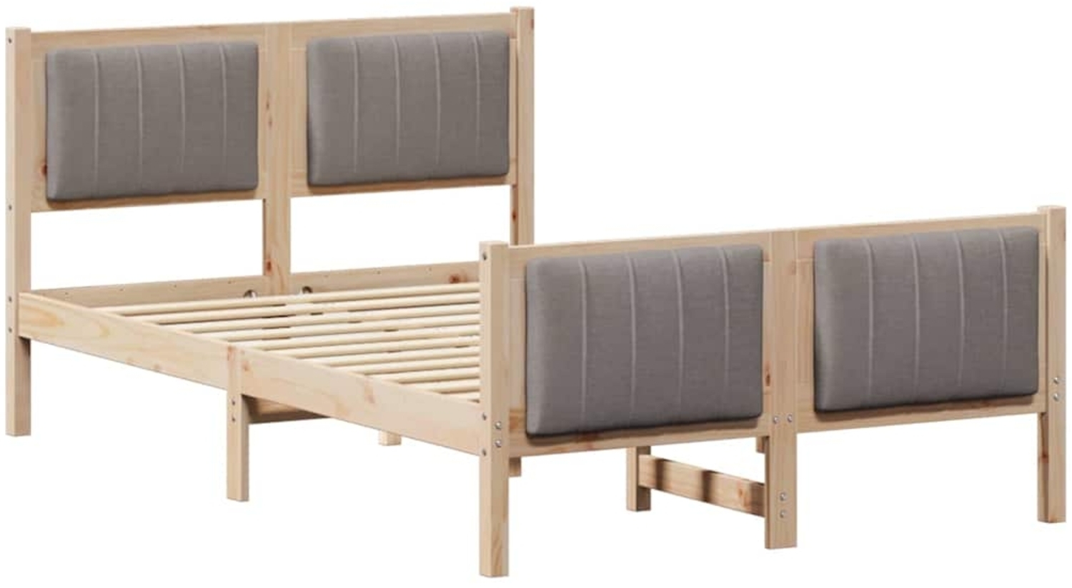 vidaXL Bettgestell Braun und Taupe 120 x 200 cm Massivholz Kiefer 878472 Bild 1