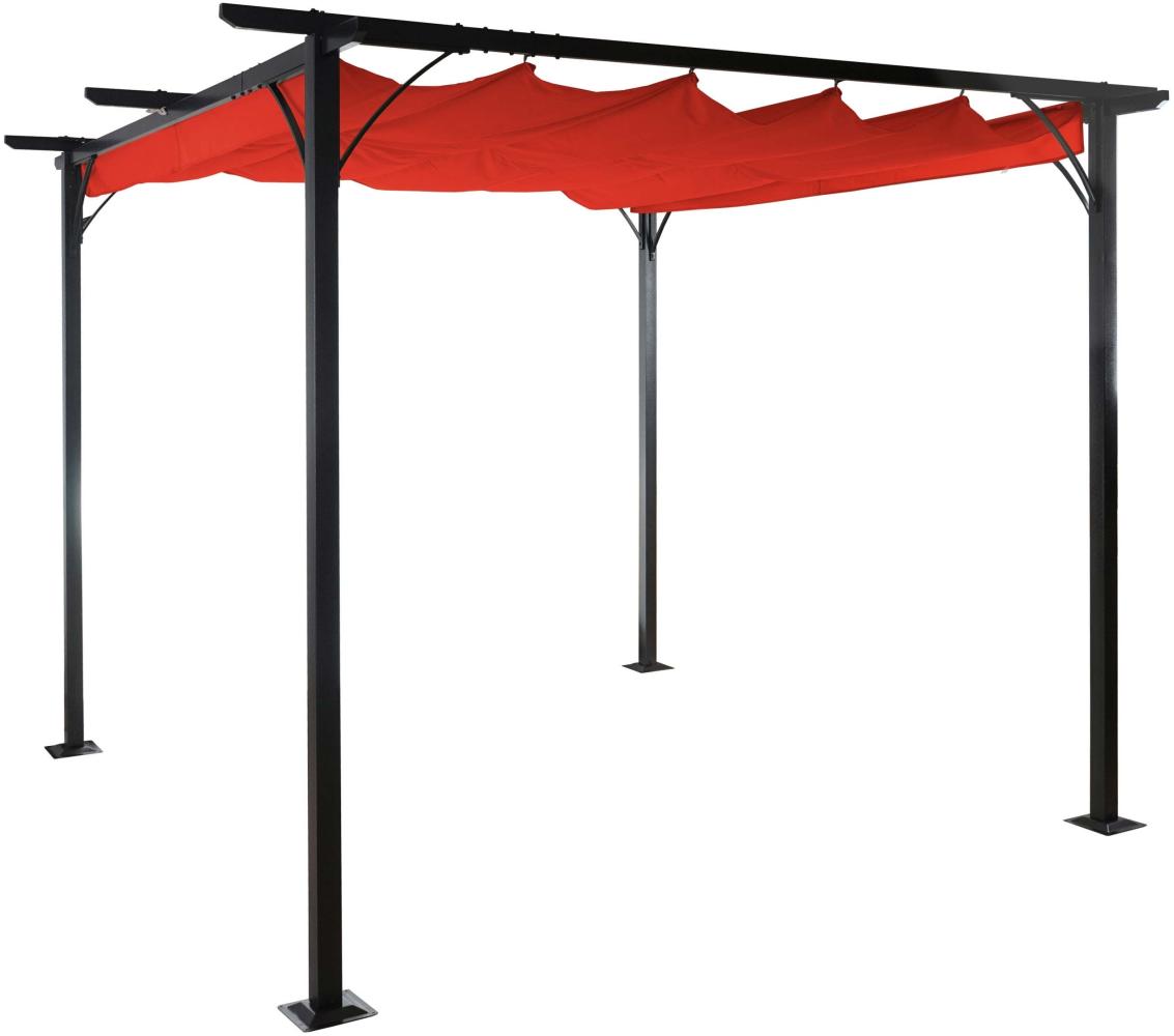 Pergola HWC-C42 mit Schiebedach, Stahl / Stoff, Terracotta, 3x3 m Bild 1