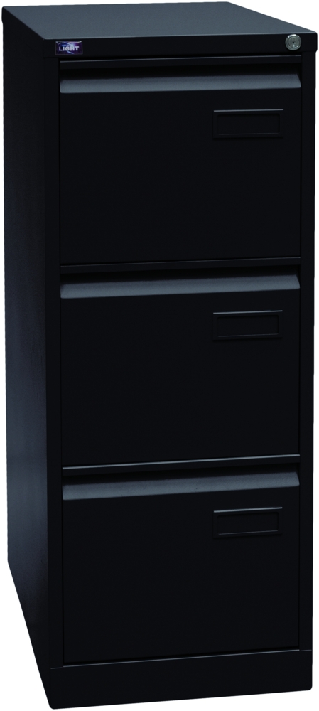 BISLEY Light Hängeregistraturschrank mit Schloss aus Metall in schwarz, 3 Schubladen, einbahnig - Hängeregisterschrank abschließbar, Hängeregistratur für Hängemappen & Hängeordner, IPCCA13-633 Bild 1