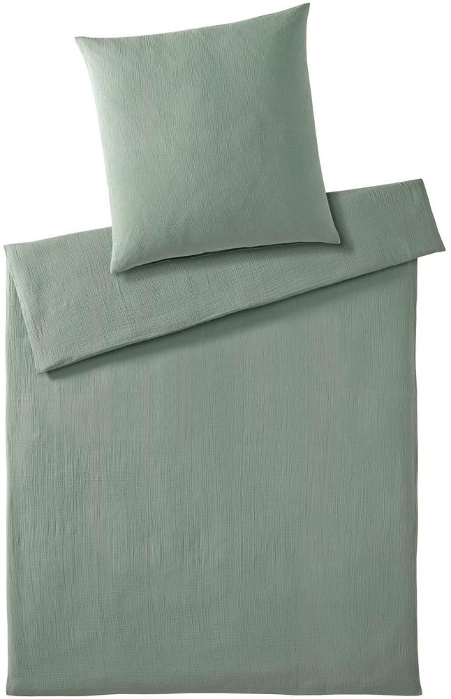 elegante Musselin Bettwäsche Smooth|155x220 cm + 40x80 cm| pistazie Bild 1