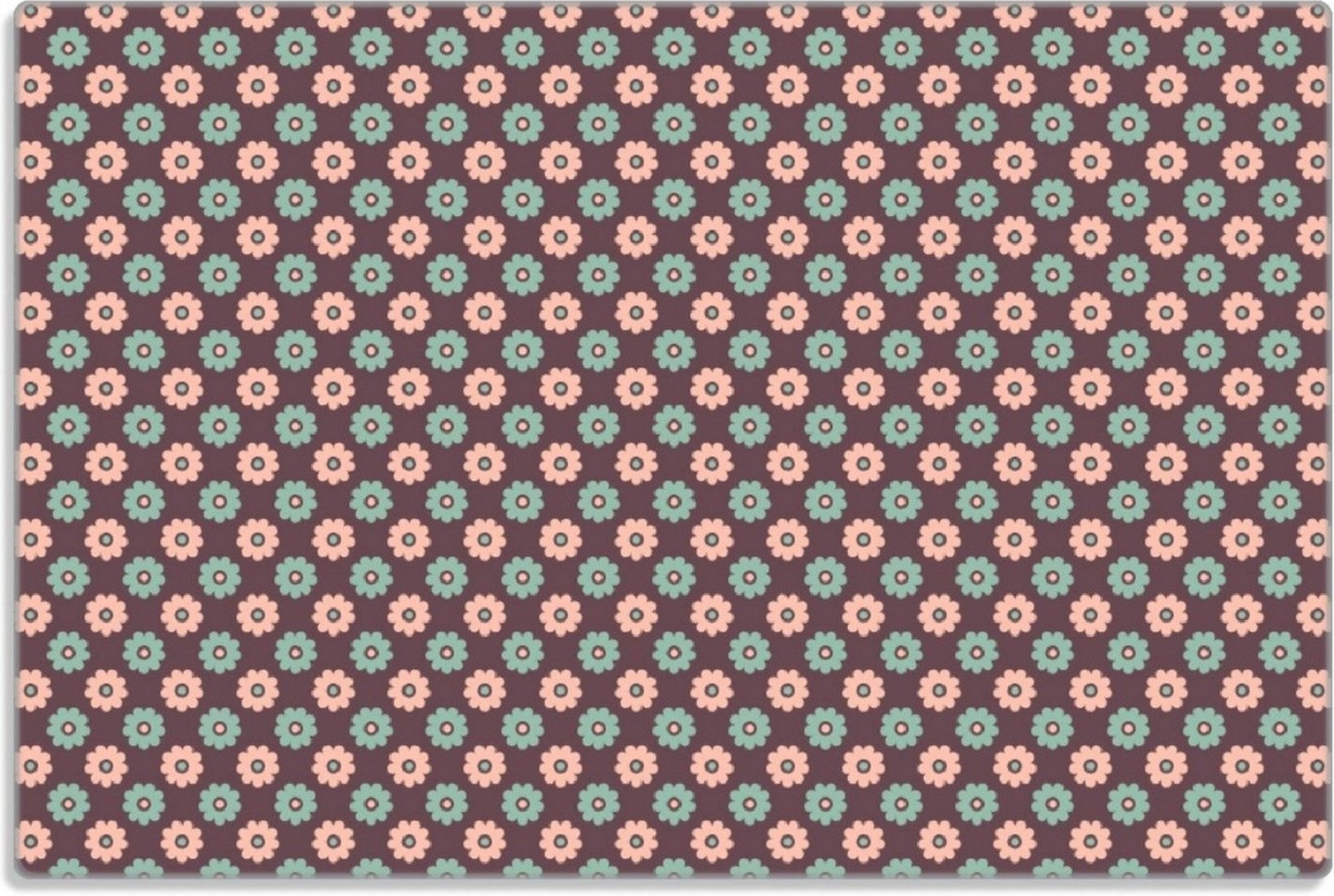 Wallario Frühstücksbrett Muster mit grünen und rosa-farbenen Blüten, (inkl. rutschfester Gummifüße 4mm, 1-St), 20x30cm Bild 1