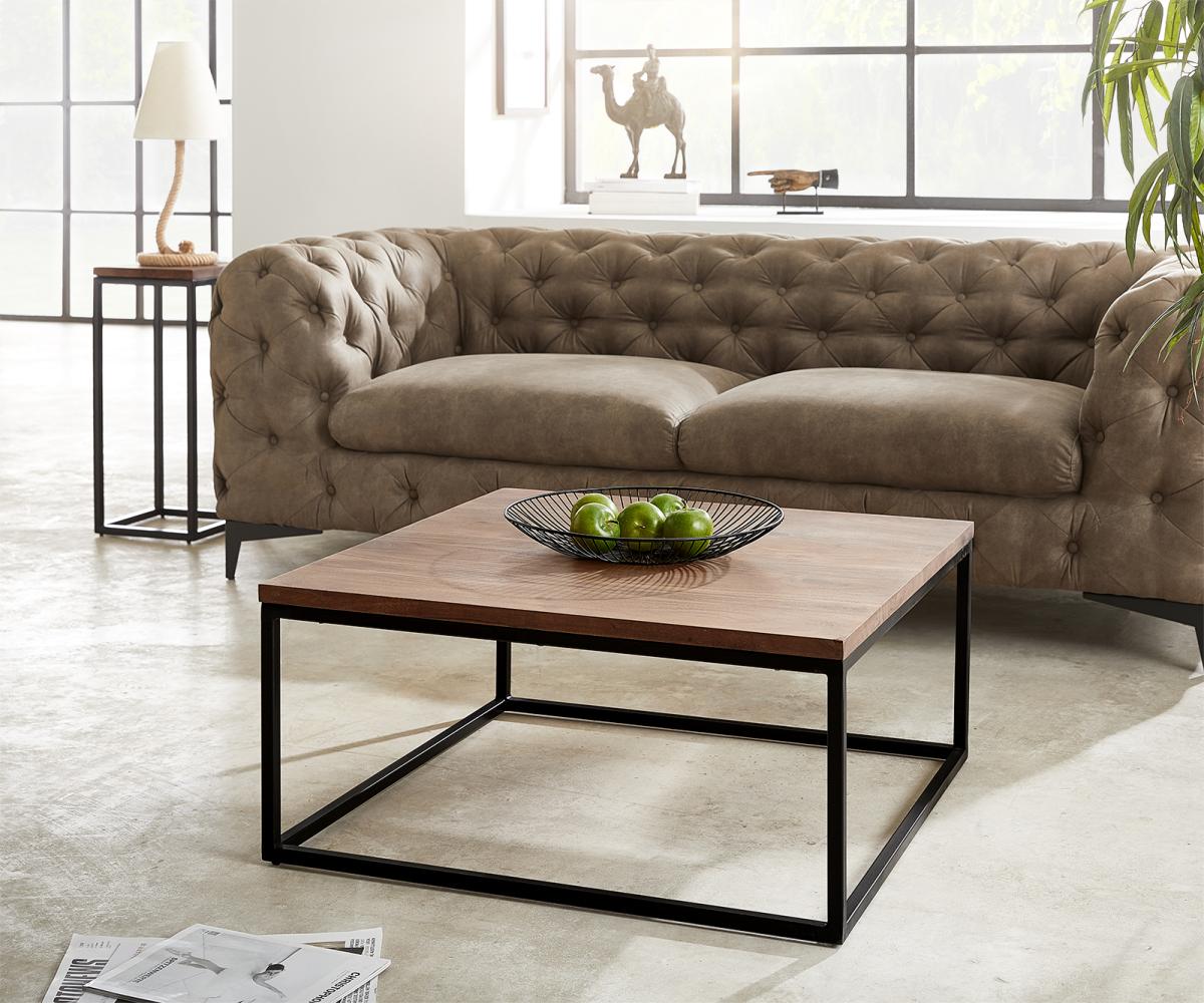Couchtisch Tatius 80x80 cm Akazie Braun Industrial Style Bild 1