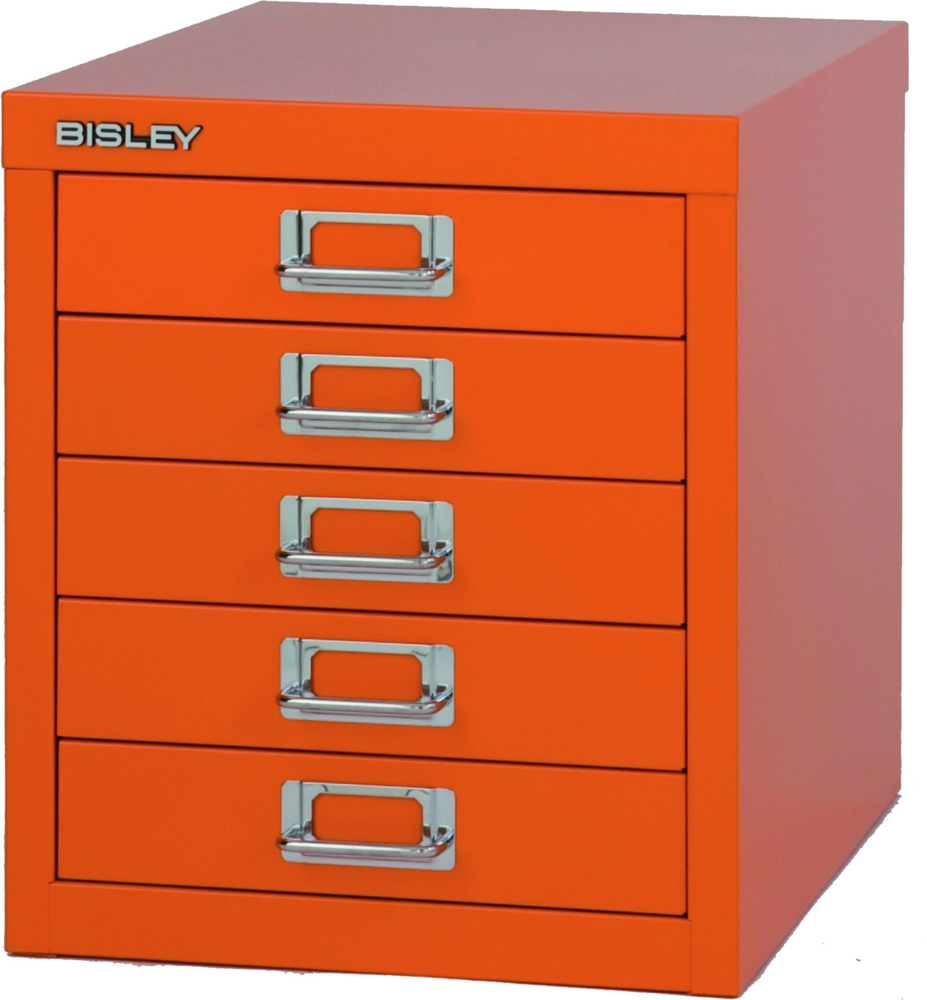 BISLEY Schubladenschrank aus Metall für DIN A4 in orange Schrank mit 5 Schubladen Büroschrank Werkzeugschrank, L125-603 Bild 1