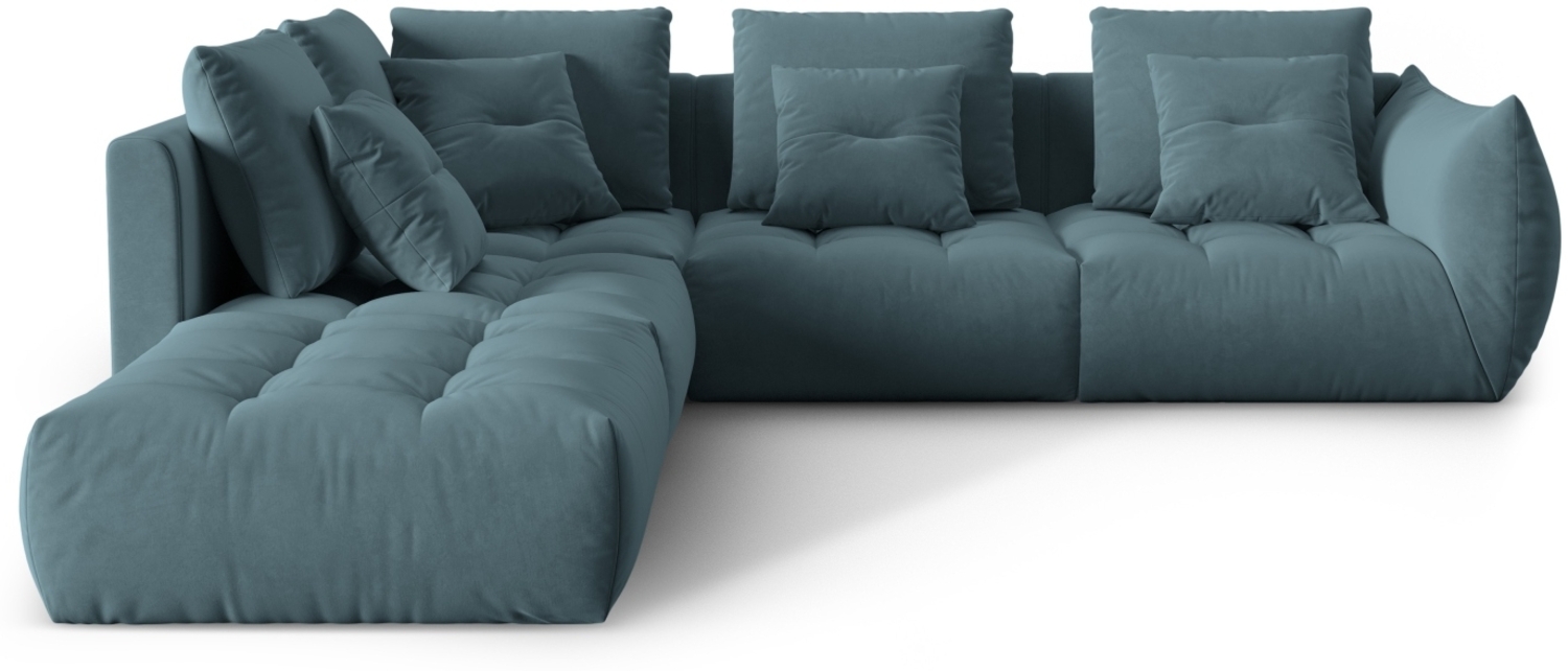 Micadoni Ecksofa Bloom 5-Sitzer Samt Pastellblau Links Bild 1