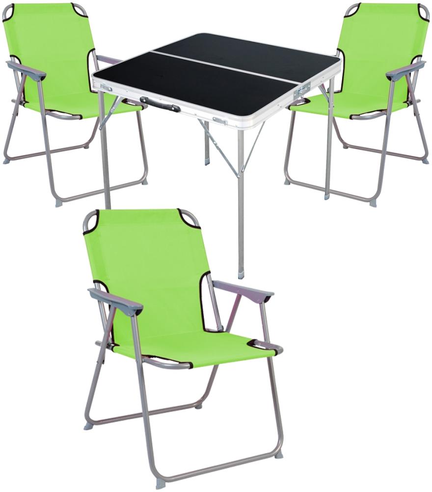 4-teiliges Campingmöbel Set Alu L80xB80xH70cm Lime Bild 1