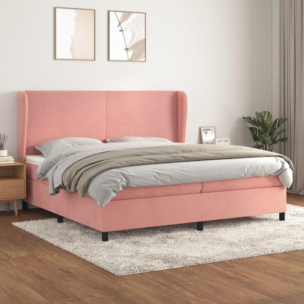 vidaXL Boxspringbett mit Matratze Rosa 200x200 cm Samt 3129116 Bild 1