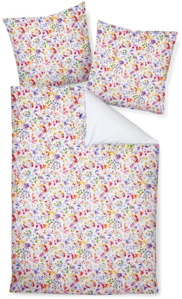 Traumschloss Mako Satin Bettwäsche - Blumendesign - bunt 135x200 / 80x80 Bild 1