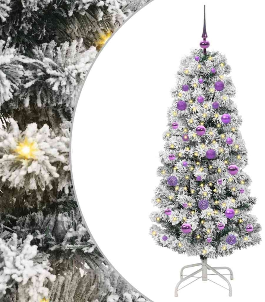 vidaXL Künstlicher klappbarer Weihnachtsbaum Grün und Weiß 150 cm 3395592 Bild 1