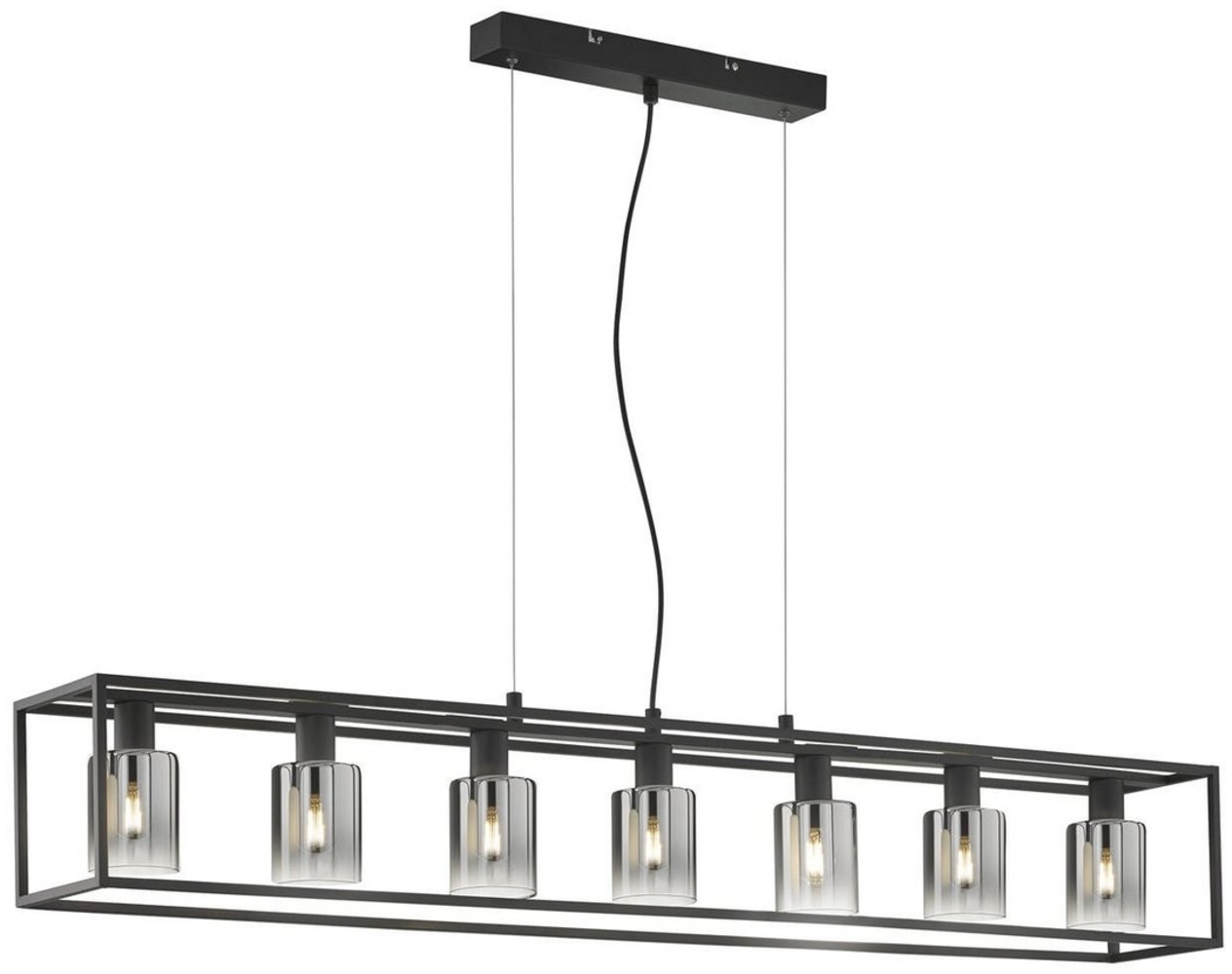 FISCHER & HONSEL LED Pendelleuchte, Dimmfunktion, LED wechselbar, Warmweiß, Balken-Lampe Schwarz mit Rauchglas 130cm lang mehrflammig dimmbar Bild 1