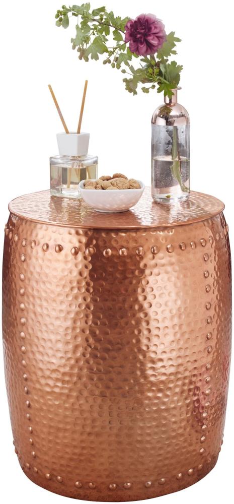 Wohnling Beistelltisch PADRO 42 x 49 x 42 cm Aluminium Dekotisch orientalisch rund, Kupfer Bild 1