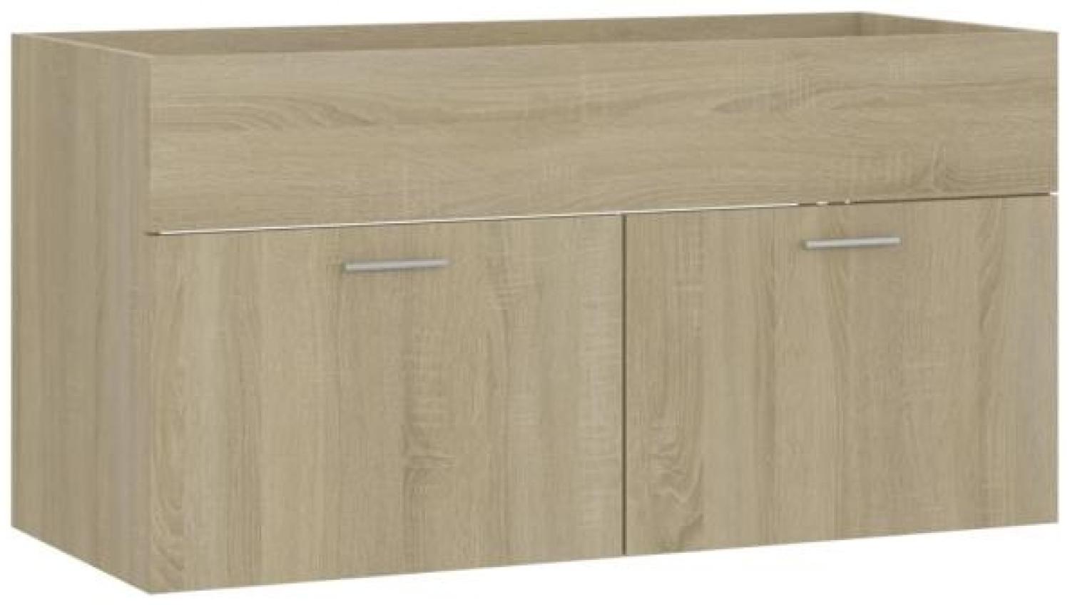 vidaXL Waschbeckenunterschrank Sonoma-Eiche 90x38,5x46cm Holzwerkstoff 804668 Bild 1