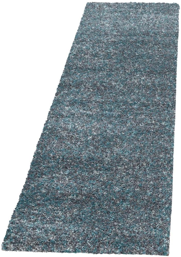 Hochflor Teppich Enrico Läufer - 80x250 cm - Blau Bild 1