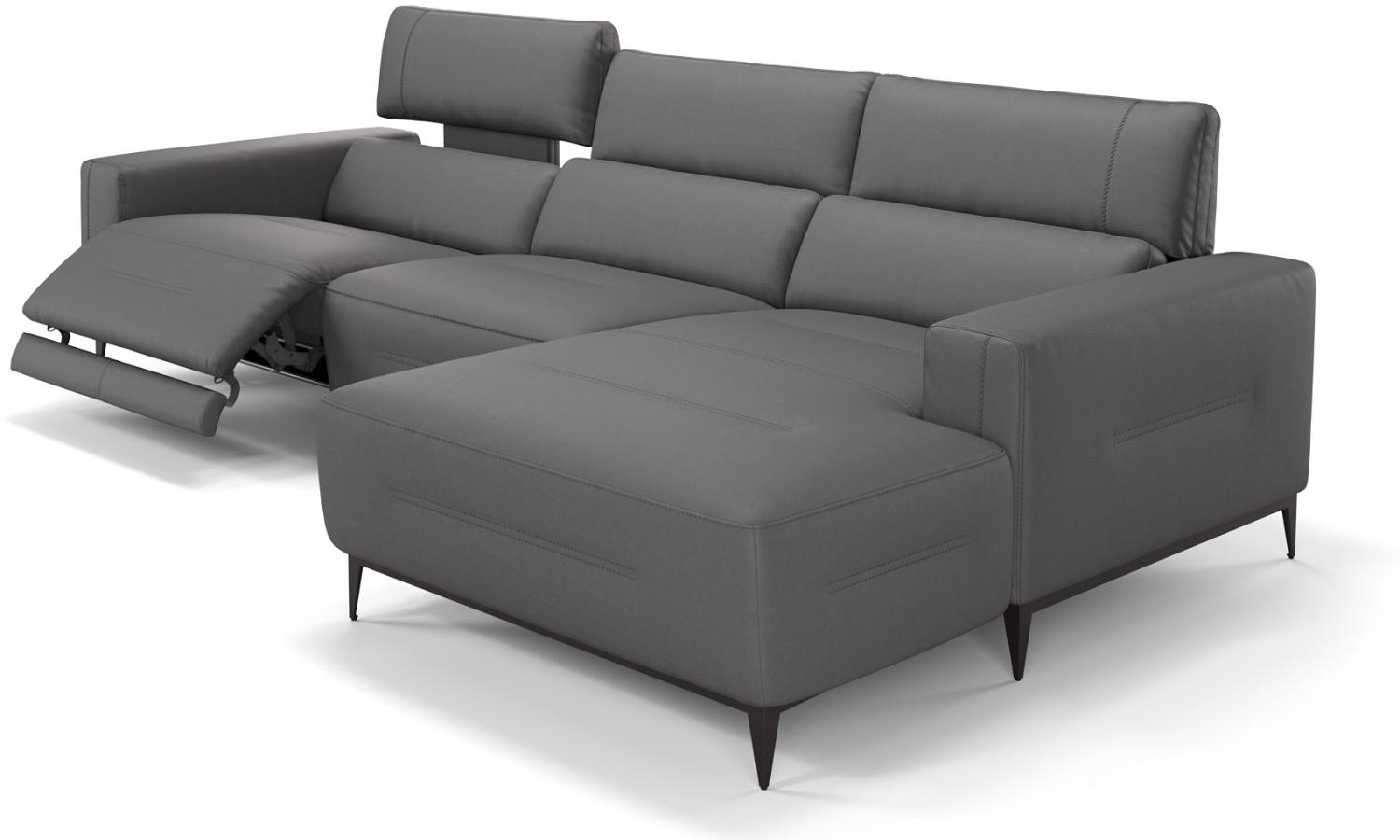 Sofanella Ecksofa TERAMO Ledersofa Eckgarnitur Eckcouch in Grau S: 260 Breite x 101 Tiefe Bild 1