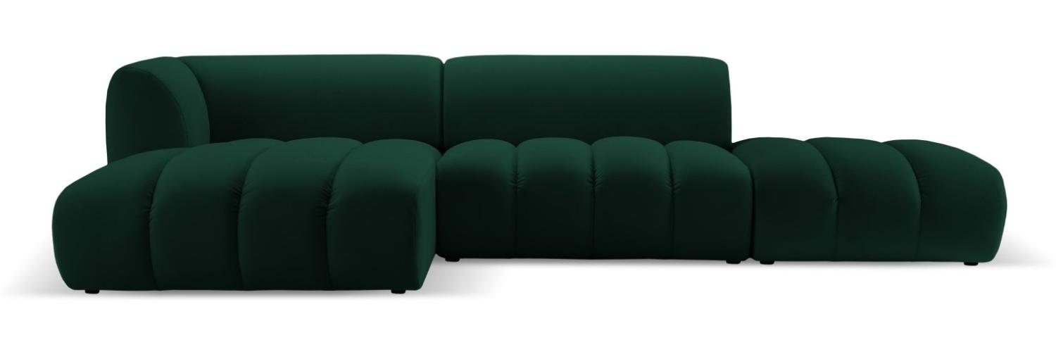 Micadoni Modulares Ecksofa offen Harry 5-Sitzer Links Samtstoff Flaschengrün Bild 1