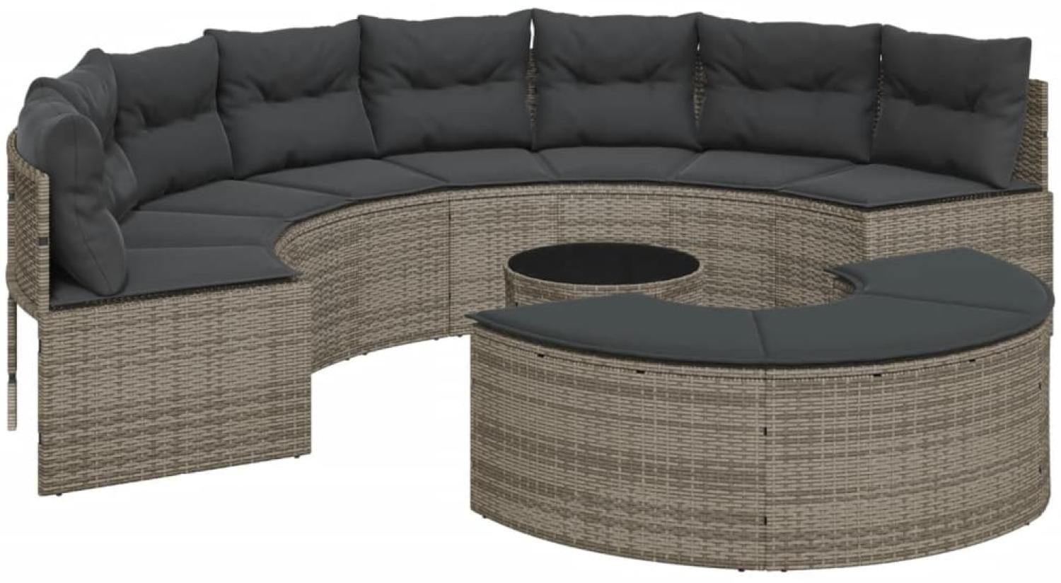 vidaXL 3-tlg. Garten-Sofagarnitur Halbrund Grau Poly Rattan 3262075 Bild 1